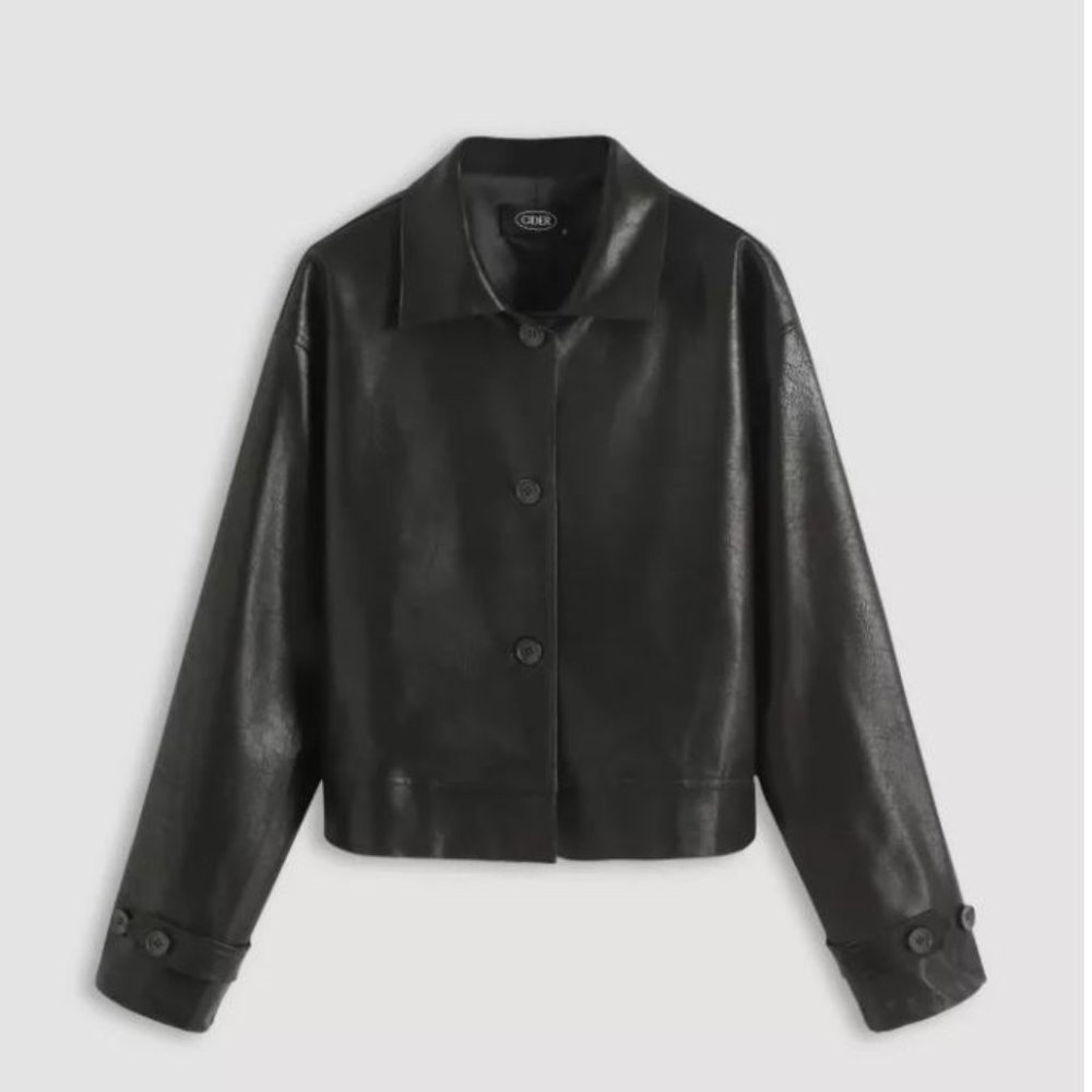 Cropped Retro Leather Jacket NWT